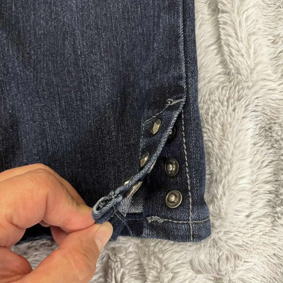 Nine West Jeans Womens 6 Capri Cropped Dark Wash Embellished Stretch Denim Boho - Picture 6 of 11